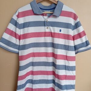 IZOD Men's Striped Polo Shirt - Red, Blue, and White